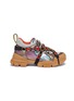 Main View - Click To Enlarge - GUCCI - 'Flashtrek' glass crystal strap colourblock patchwork sneakers