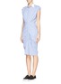 Figure View - Click To Enlarge - MO&CO. EDITION 10 - Ruched pencil stripe shirt dress