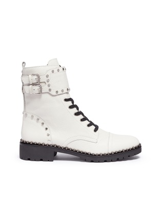 Main View - Click To Enlarge - SAM EDELMAN - 'Jennifer' buckled strap ball chain leather combat boots