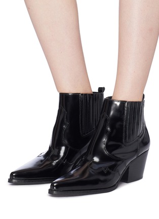 Figure View - Click To Enlarge - SAM EDELMAN - 'Winona' patent leather panelled ankle boots