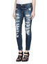 Front View - Click To Enlarge - CURRENT/ELLIOTT - 'The Stiletto' ripped slim cropped jeans