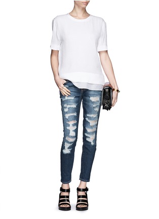 Figure View - Click To Enlarge - CURRENT/ELLIOTT - 'The Stiletto' ripped slim cropped jeans