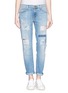Main View - Click To Enlarge - CURRENT/ELLIOTT - 'The Fling' ripped patchwork slim boyfriend jeans