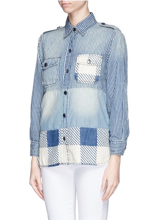 Front View - Click To Enlarge - CURRENT/ELLIOTT - 'The Perfect' denim patchwork shirt