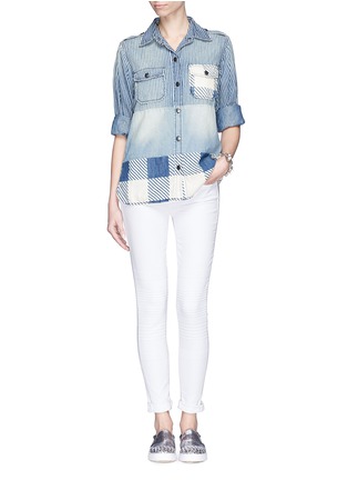 Figure View - Click To Enlarge - CURRENT/ELLIOTT - 'The Perfect' denim patchwork shirt