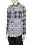 Front View - Click To Enlarge - EQUIPMENT - Signature contrast check silk shirt
