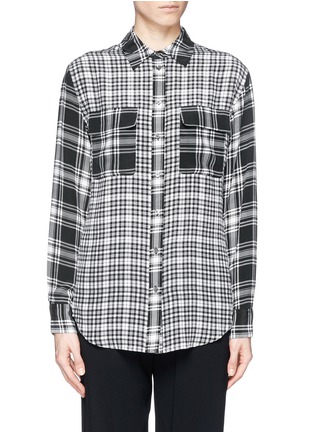 Main View - Click To Enlarge - EQUIPMENT - Signature contrast check silk shirt
