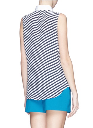 Back View - Click To Enlarge - EQUIPMENT - 'Colleen' contrast collar stripe sleeveless shirt