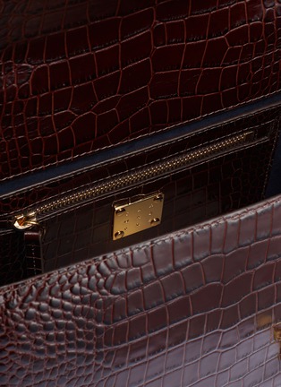 Detail View - Click To Enlarge - TRADEMARK - 'Harriet' oversized lock croc embossed leather top handle bag