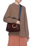 Front View - Click To Enlarge - TRADEMARK - 'Harriet' oversized lock croc embossed leather top handle bag