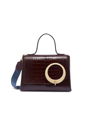 Main View - Click To Enlarge - TRADEMARK - 'Harriet' oversized lock croc embossed leather top handle bag