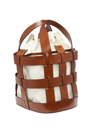 Detail View - Click To Enlarge - TRADEMARK - 'Cooper Cage' canvas pouch leather bucket tote
