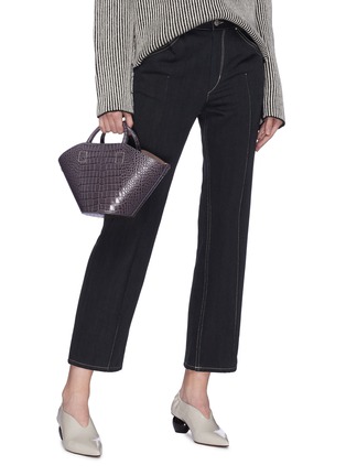 Front View - Click To Enlarge - TRADEMARK - Detachable insert small croc embossed leather basket bag