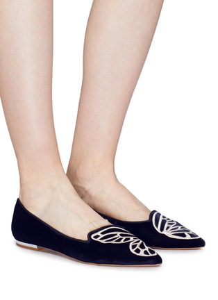 Figure View - Click To Enlarge - SOPHIA WEBSTER - 'Bibi Butterfly' wing embroidered velvet flats