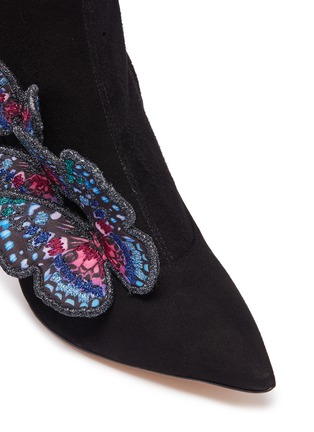 Detail View - Click To Enlarge - SOPHIA WEBSTER - 'Riva' butterfly appliqué stretch suede ankle boots