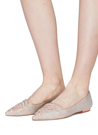 Figure View - Click To Enlarge - SOPHIA WEBSTER - 'Bibi Butterfly' embroidered glitter flats