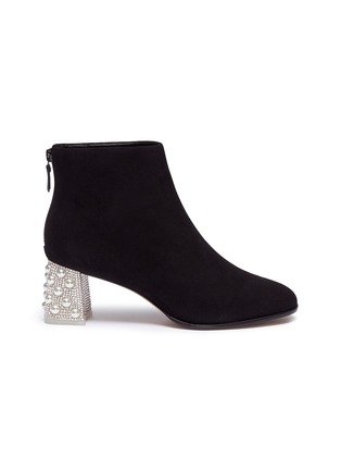 Main View - Click To Enlarge - SOPHIA WEBSTER - 'Stella' faux pearl glass crystal heel suede ankle boots