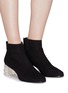 Figure View - Click To Enlarge - SOPHIA WEBSTER - 'Stella' faux pearl glass crystal heel suede ankle boots
