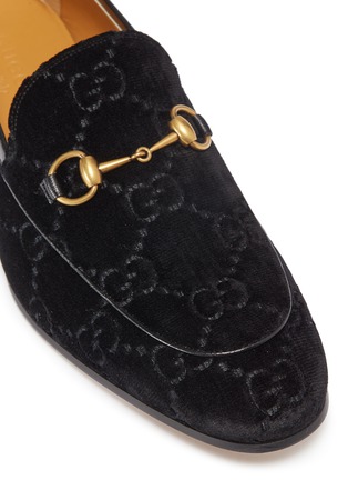 Detail View - Click To Enlarge - GUCCI - 'Jordaan' GG embroidered horsebit velvet step-in loafers