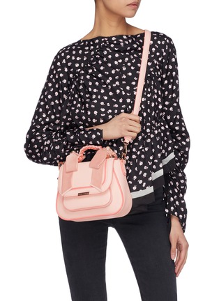 Figure View - Click To Enlarge - SOPHIA WEBSTER - 'Eloise' faux pearl bow leather crossbody bag