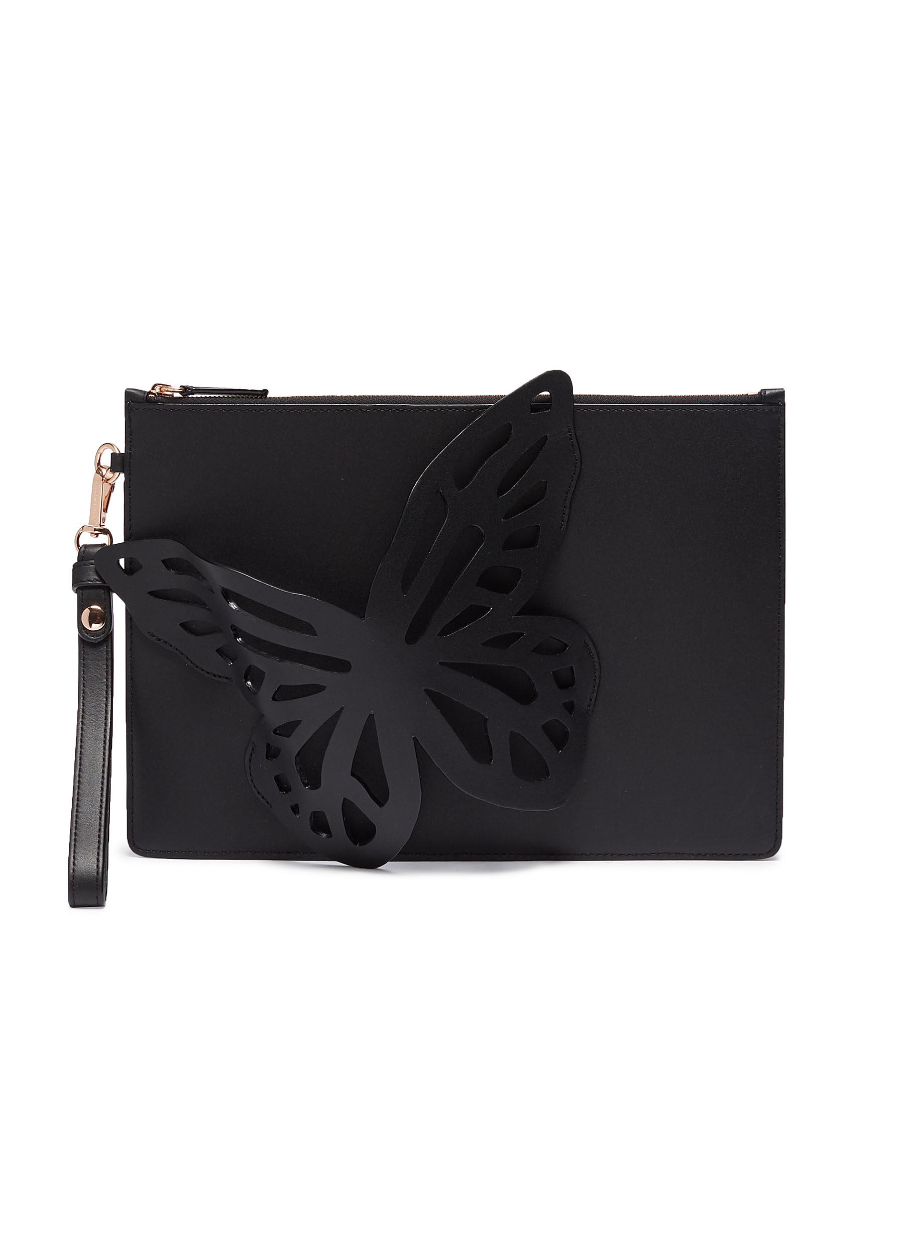 Click to view more detailed imagery on our partner's website Sophia Webster 'flossy' Butterfly AppliquÉ Leather Pouch In Black