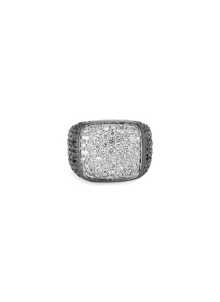 Detail View - Click To Enlarge - JOHN HARDY - 'Classic Chain' diamond rhodium silver signet ring