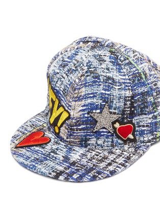 Detail View - Click To Enlarge - VENNA - 'Hey Love' mix appliqué tweed baseball cap