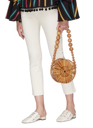 Figure View - Click To Enlarge - CULT GAIA - 'Luna' beaded strap caged round bamboo shoulder bag