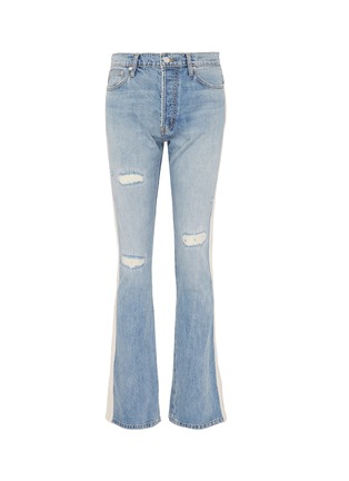 Main View - Click To Enlarge - SANDRINE ROSE - Tuxedo stripe outseam distressed flared jeans