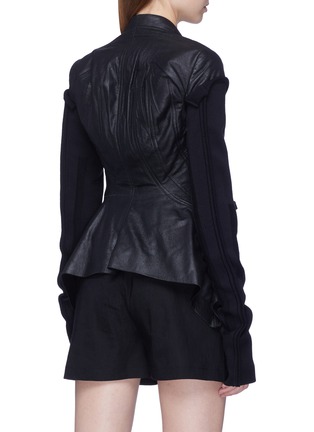 Back View - Click To Enlarge - RICK OWENS  - Contrast sleeve leather jacket