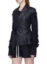 Front View - Click To Enlarge - RICK OWENS  - Contrast sleeve leather jacket