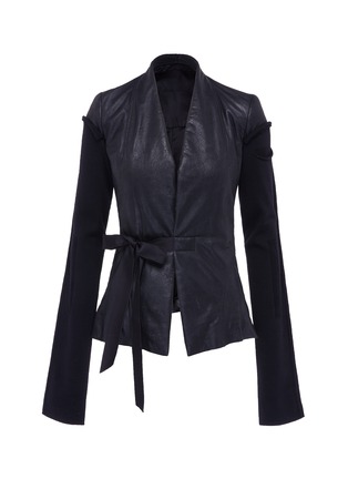 Main View - Click To Enlarge - RICK OWENS  - Contrast sleeve leather jacket