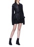 Figure View - Click To Enlarge - RICK OWENS  - Contrast sleeve leather jacket
