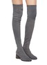 Figure View - Click To Enlarge - SOPHIA WEBSTER - 'Suranne' strass heel suede thigh high boots