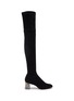 Main View - Click To Enlarge - SOPHIA WEBSTER - 'Suranne' glass crystal heel thigh high stretch suede boots