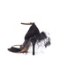 Detail View - Click To Enlarge - VALENTINO GARAVANI - Valentino Garavani Ostrich feather trim suede d'Orsay sandals