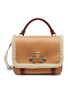 Main View - Click To Enlarge - JW ANDERSON - 'Disc' barbell ring shearling trim leather satchel