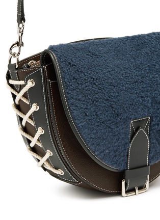 Detail View - Click To Enlarge - JW ANDERSON - 'Bike' shearling flap leather crossbody bag