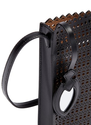 Detail View - Click To Enlarge - ALAÏA - 'Vienne' geometric lascercut mirco leather crossbody bag