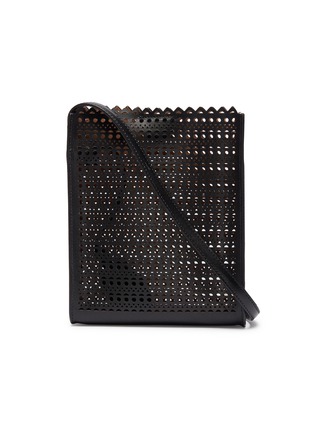 Main View - Click To Enlarge - ALAÏA - 'Vienne' geometric lascercut mirco leather crossbody bag
