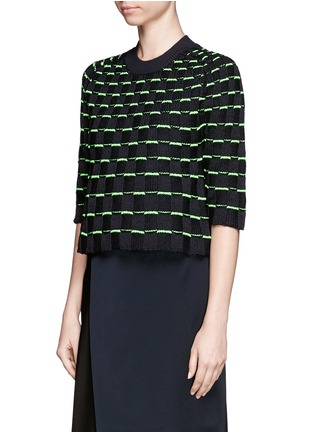 Front View - Click To Enlarge - 3.1 PHILLIP LIM - Cropped check knit sweater