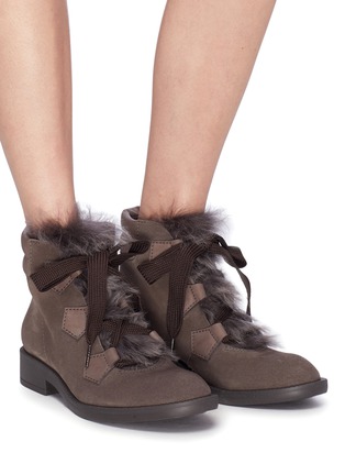 Figure View - Click To Enlarge - PEDRO GARCIA  - 'Kani' lamb fur suede combat boots