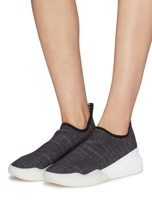 Figure View - Click To Enlarge - STELLA MCCARTNEY - 'Loop' check plaid sock knit sneakers