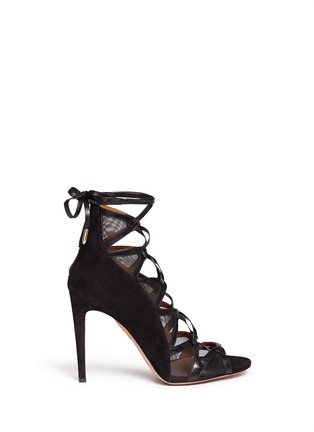 Main View - Click To Enlarge - AQUAZZURA - 'French Lover' mesh suede lace-up sandals