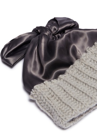 Detail View - Click To Enlarge - BERNSTOCK SPEIRS - Oversized satin bow knit beanie