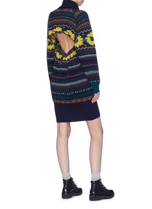 Figure View - Click To Enlarge - SACAI - Cutout back Fair Isle intarsia knit dress