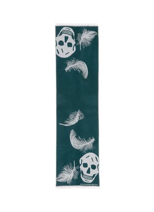 Main View - Click To Enlarge - ALEXANDER MCQUEEN - Oversized Skull and Feather wool scarf