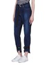 Front View - Click To Enlarge - SACAI - Belted cuff epaulette patchwork jeans