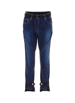 Main View - Click To Enlarge - SACAI - Belted cuff epaulette patchwork jeans