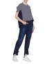 Figure View - Click To Enlarge - SACAI - Belted cuff epaulette patchwork jeans